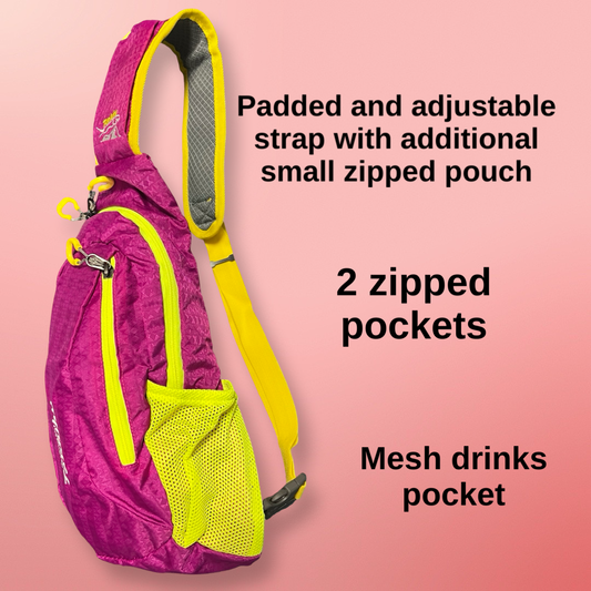 Pink and yellow cross body bag