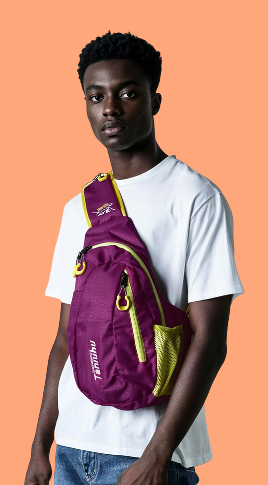 Pink and yellow cross body bag