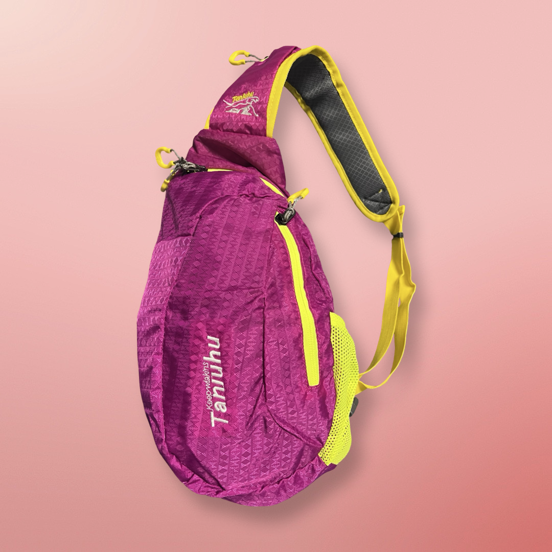 Pink and yellow cross body bag