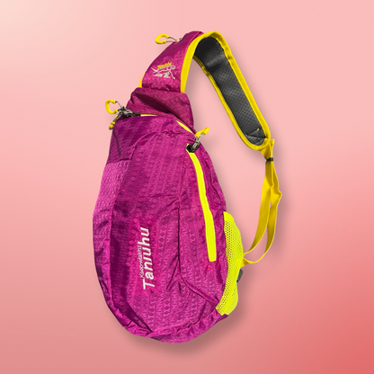 Pink and yellow cross body bag