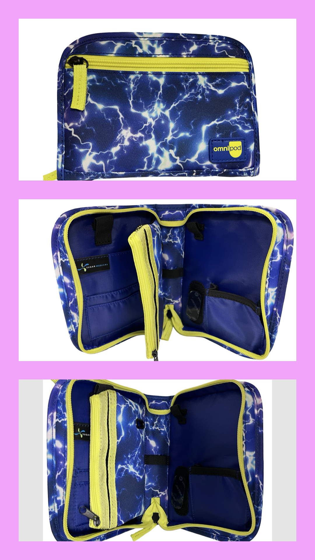 Omnipod Supply Case - Blue Lightening