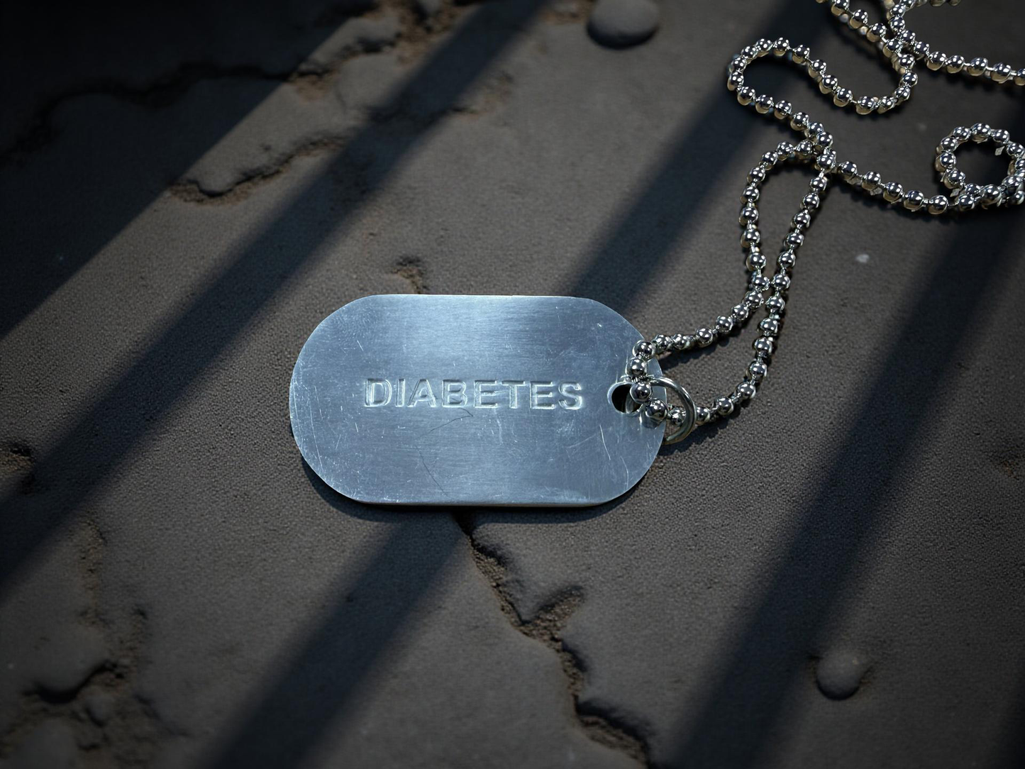 Diabetes engraved dog tag