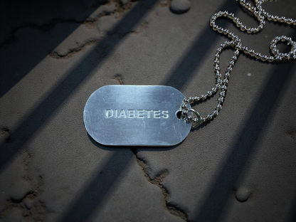 Diabetes engraved dog tag