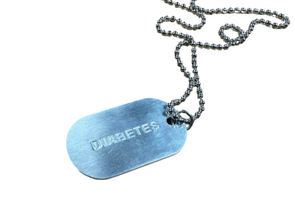 Diabetes engraved dog tag