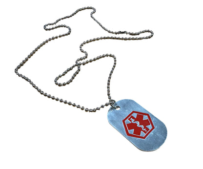 Diabetes engraved dog tag