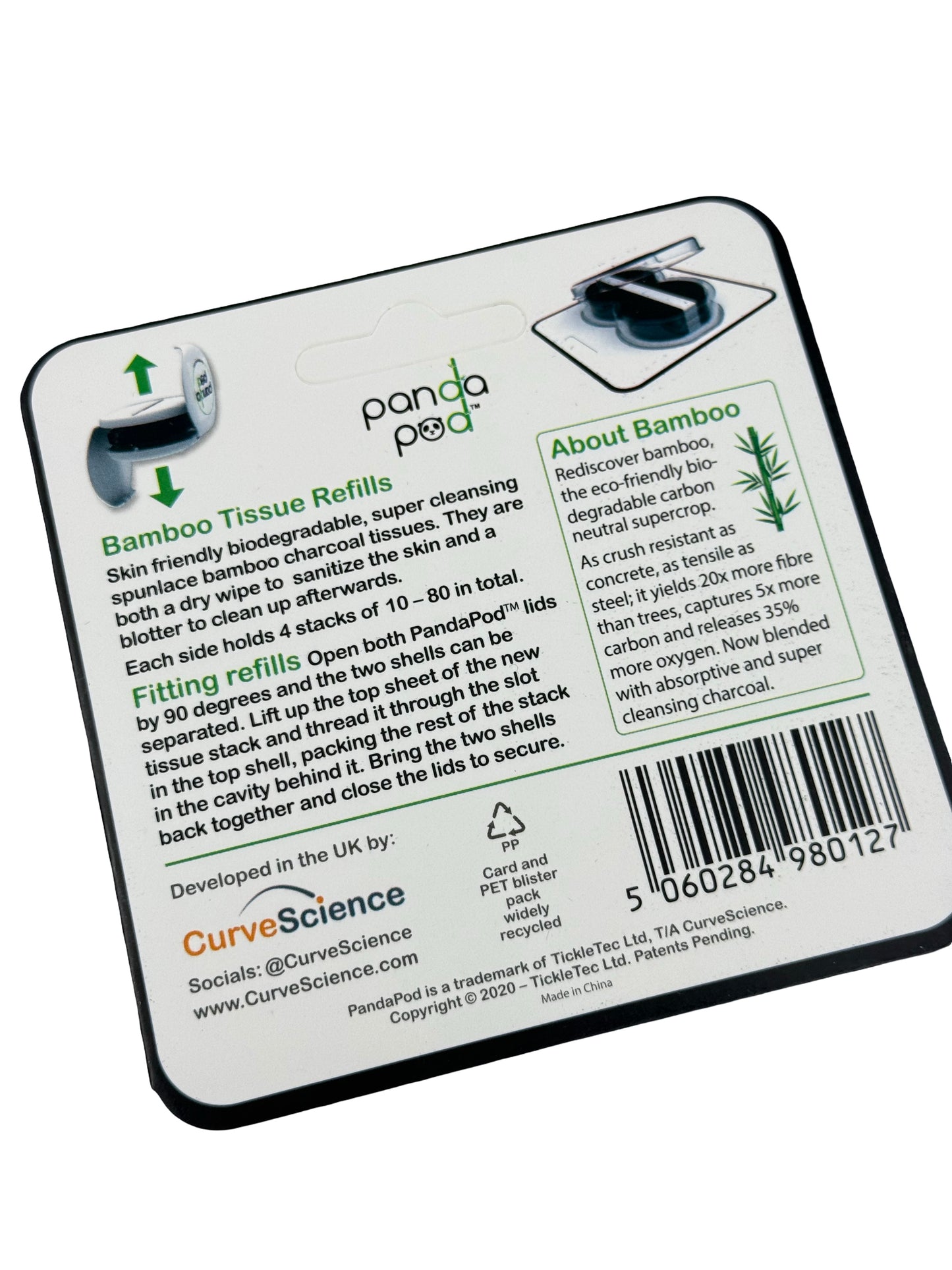 Panda pod charcoal wipes and blotter